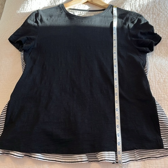 Kate Spade Broome Street Peplum Tee Ruffle Black White Stripe Sz XS 100% Cotton - Picture 8 of 9